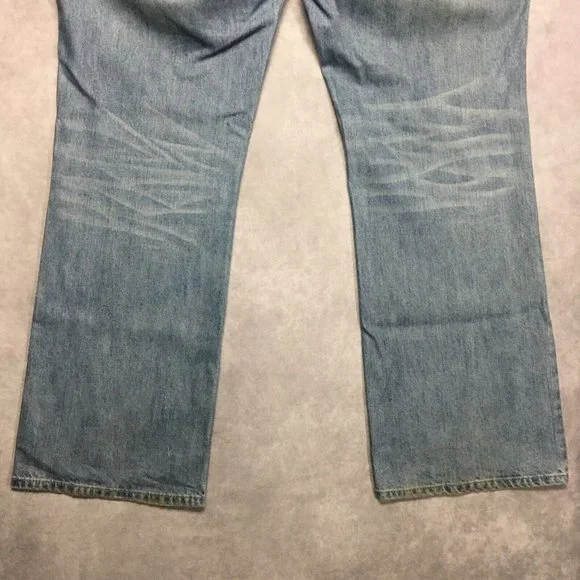 MEK Mens Chicago Boot Cut Blue Jeans size 40x34 Button Fly Cotton Denim Buckle - Picture 14 of 15